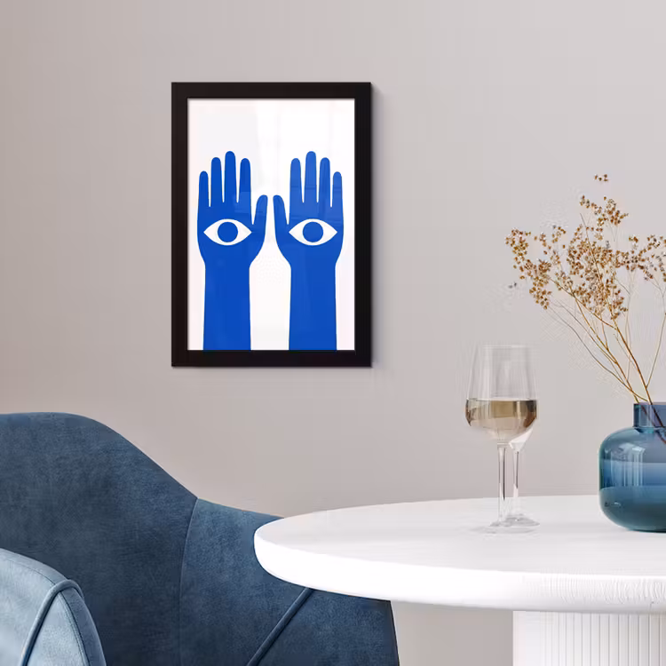 Poster met lijst - Handen - Twee - Ogen - Blauw — 2
