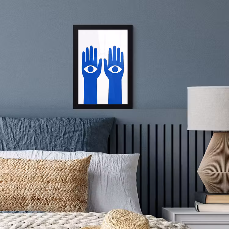 Poster met lijst - Handen - Twee - Ogen - Blauw — 4