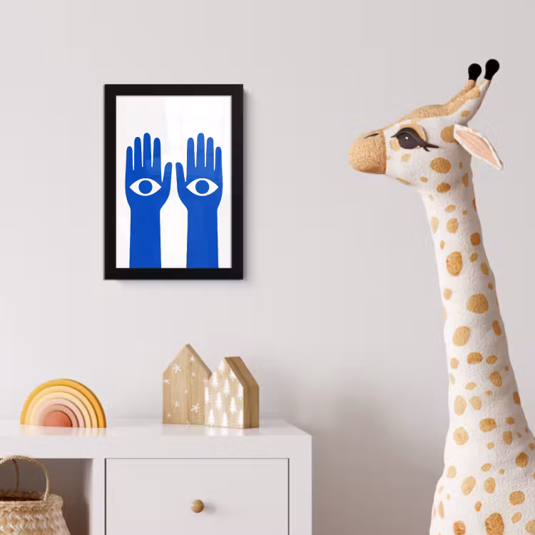 Poster met lijst - Handen - Twee - Ogen - Blauw — 5