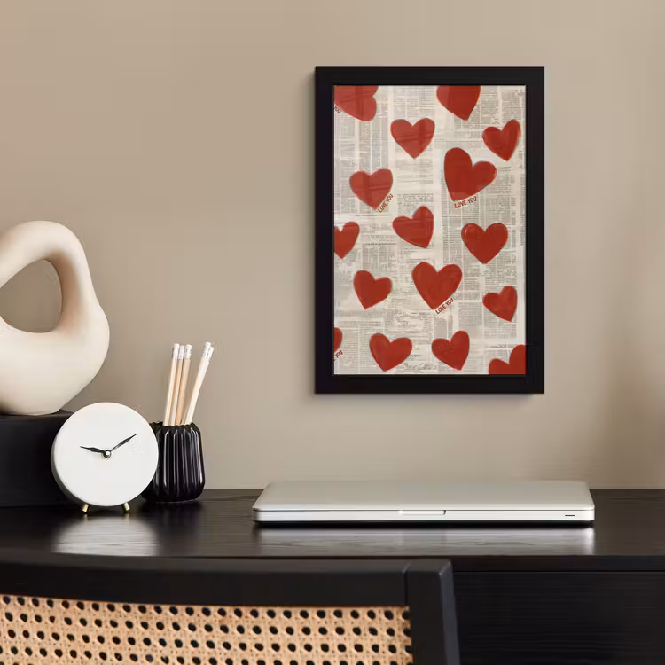 Poster met lijst - Hartjes - Krant - Loveyou — 3