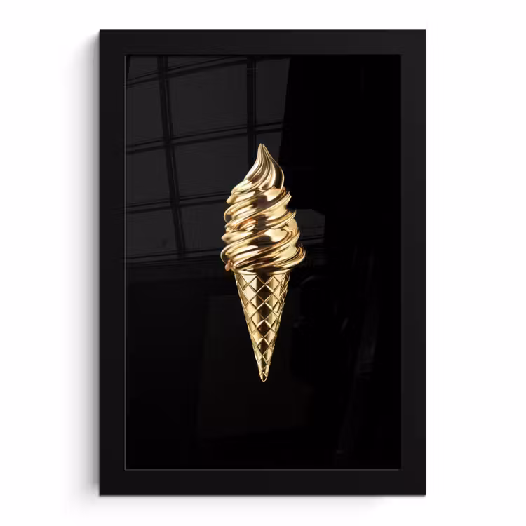 Poster met lijst - Ijs - Goud - Zwart - Eten — 1