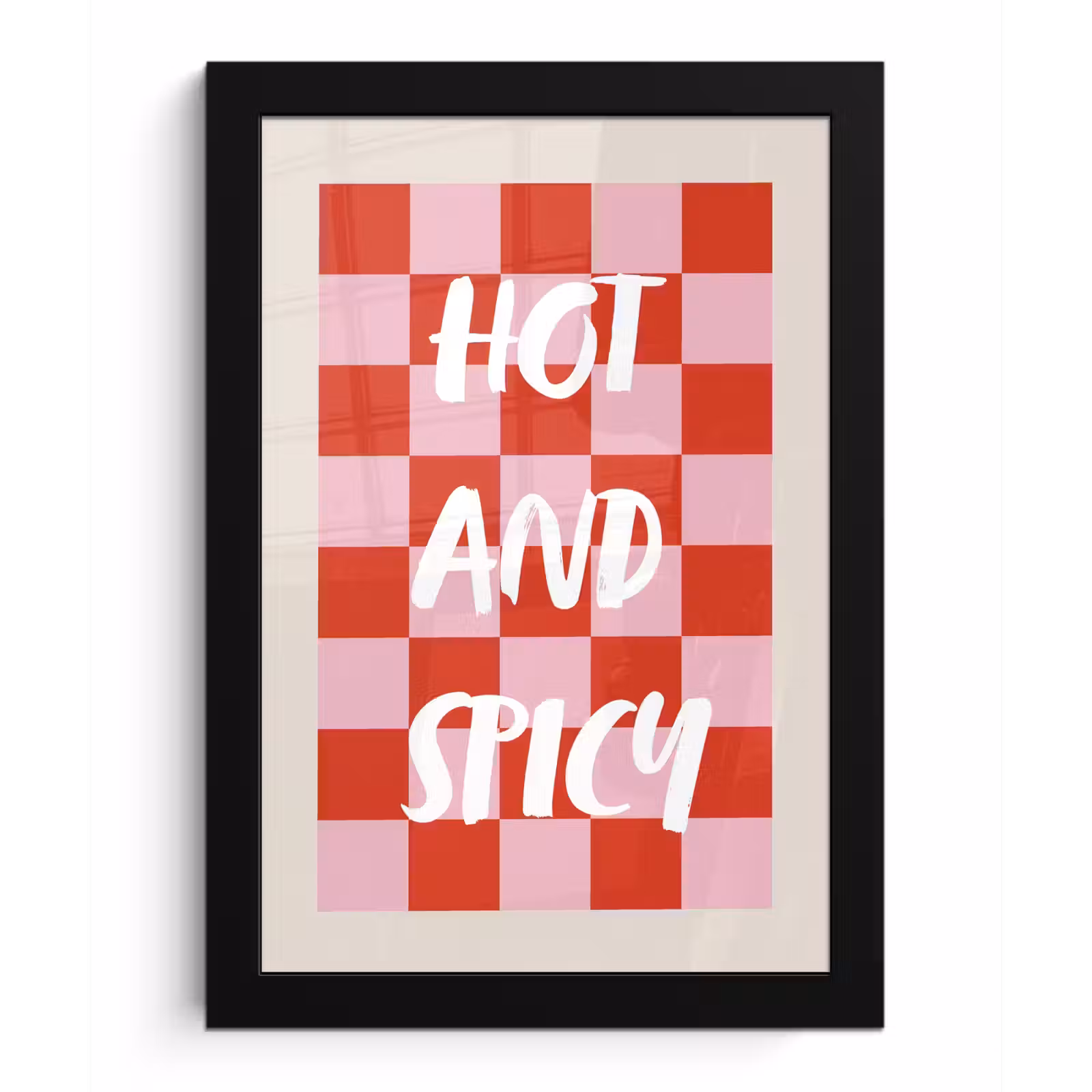 Poster met lijst - Hot - Spicy - Geruit - Rood — 1