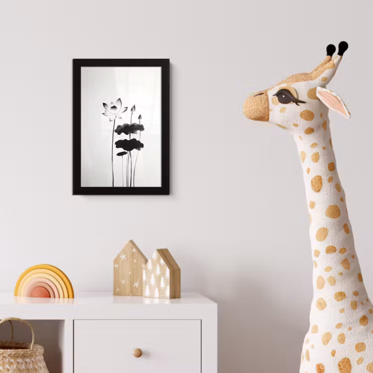 Poster met lijst - Bladeren - Zwart - Lotusbloem - Minimalitisch — 5