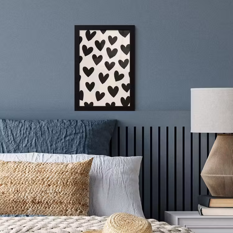 Poster met lijst - Hartjes - Zwart - Beige — 4