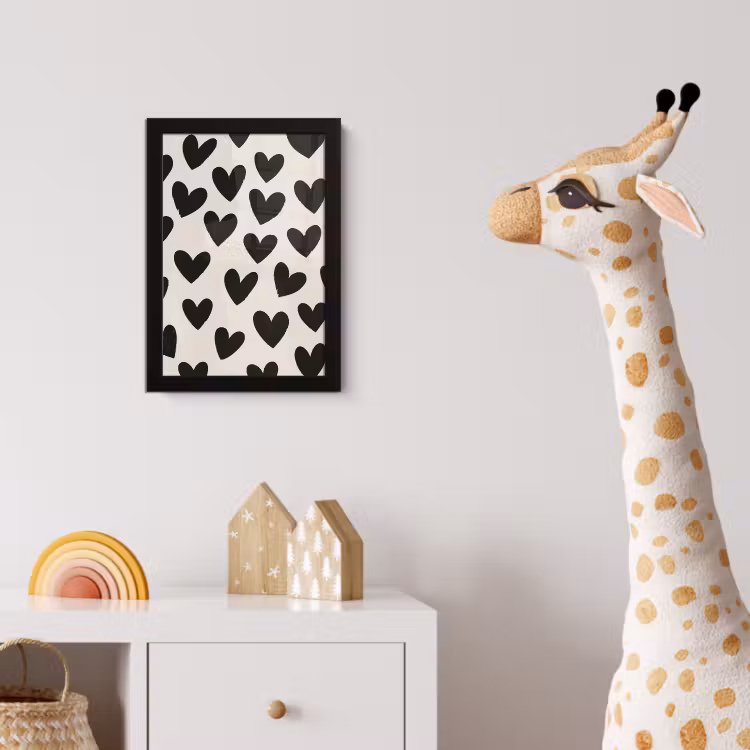 Poster met lijst - Hartjes - Zwart - Beige — 5