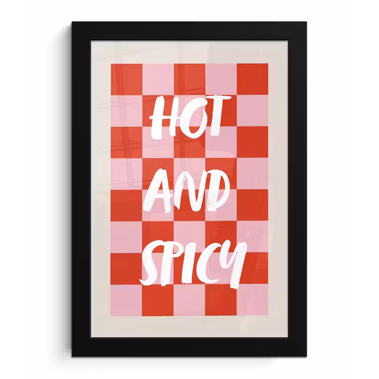 Poster met lijst - Hot - Spicy - Geruit - Rood — 1