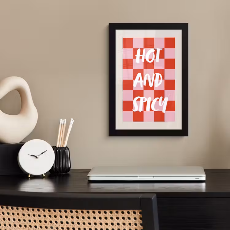 Poster met lijst - Hot - Spicy - Geruit - Rood — 3