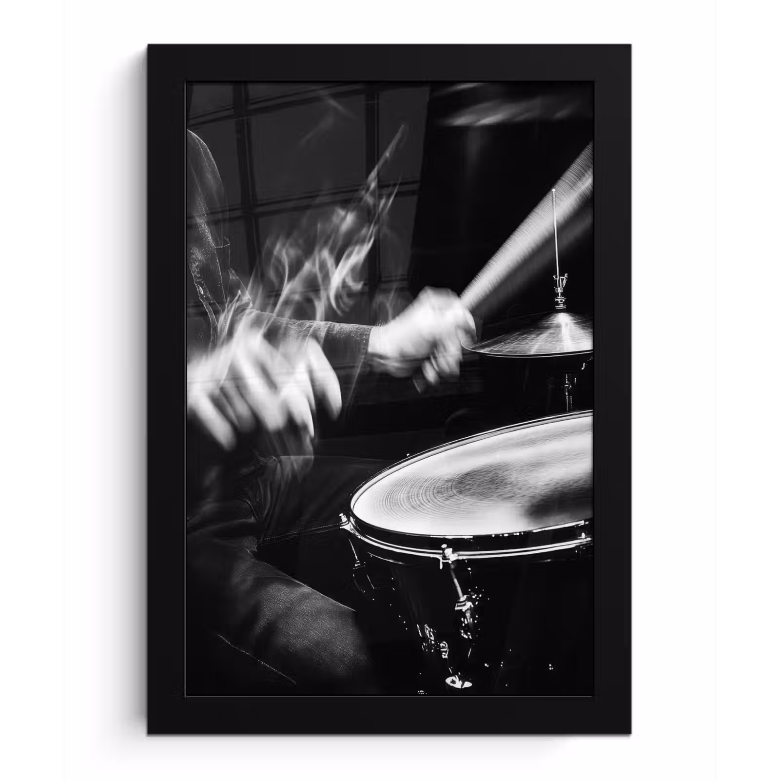 Poster met lijst - Drummer - Zwart - Drumstel — 1