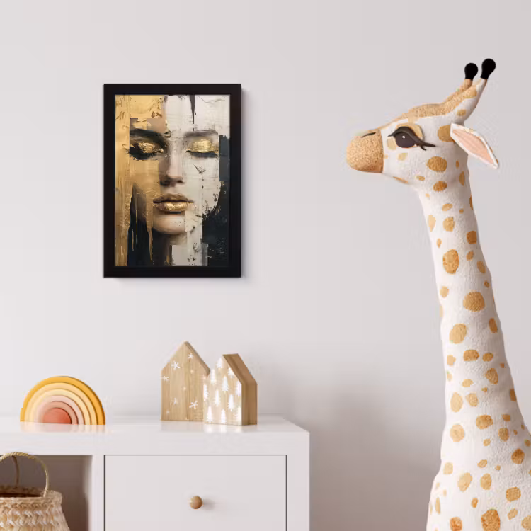 Poster met lijst - Abstract - Goud - Gezicht - Lippen — 5