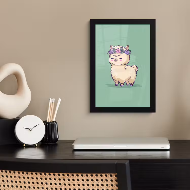 Poster met lijst - Alpaca - Groen - Bloemendiadeem — 3