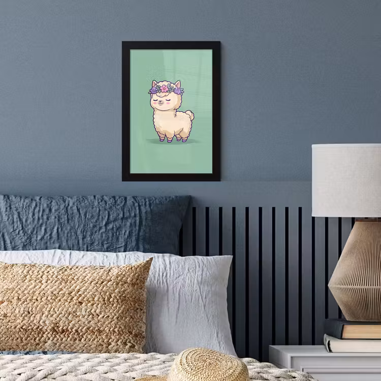 Poster met lijst - Alpaca - Groen - Bloemendiadeem — 4