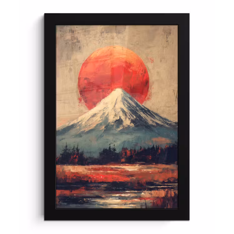 Poster met lijst - Bergtop - Sneeuw - Zon — 1