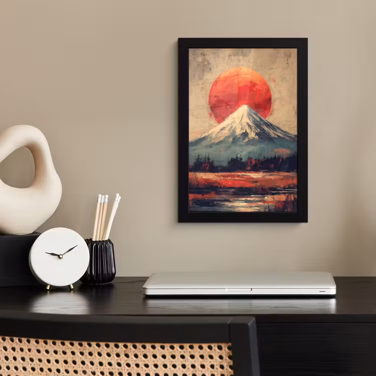 Poster met lijst - Bergtop - Sneeuw - Zon — 3