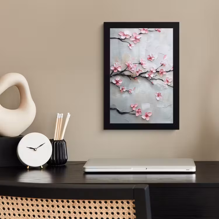 Poster met lijst - Bloesem - Kunstzinnig - Roze - Sakura — 3