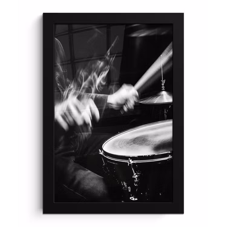Poster met lijst - Drummer - Zwart - Drumstel — 1
