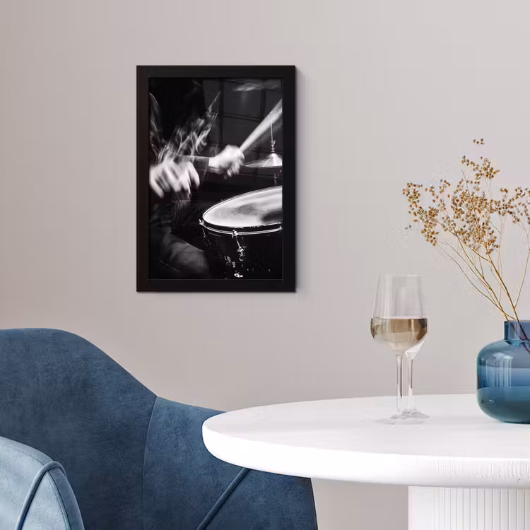 Poster met lijst - Drummer - Zwart - Drumstel — 2