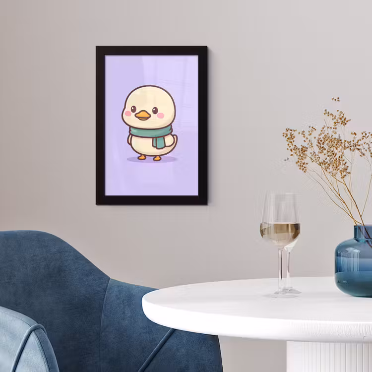 Poster met lijst - Eend - Sjaal - Paars — 2