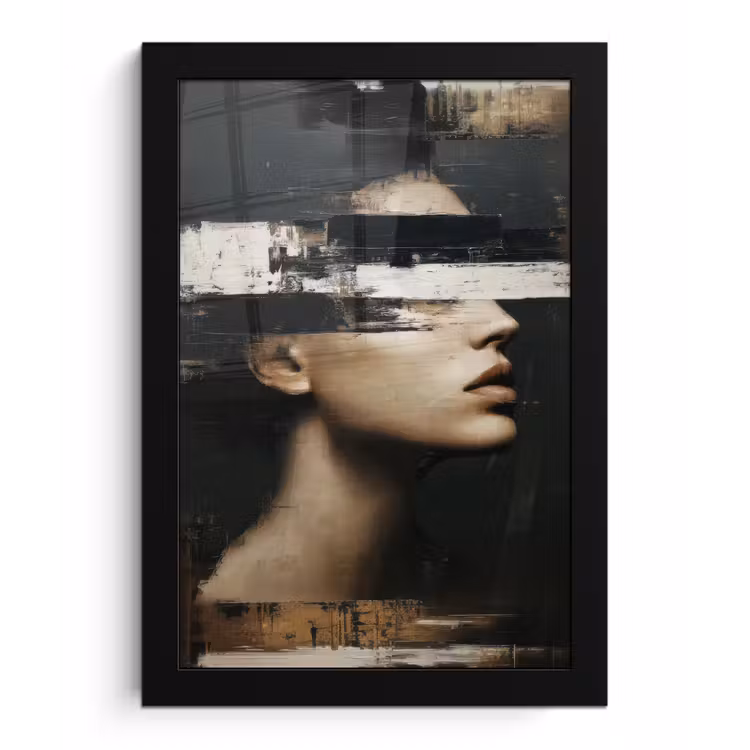 Poster met lijst - Gezicht - Vrouw - Zwart - Abstract — 1