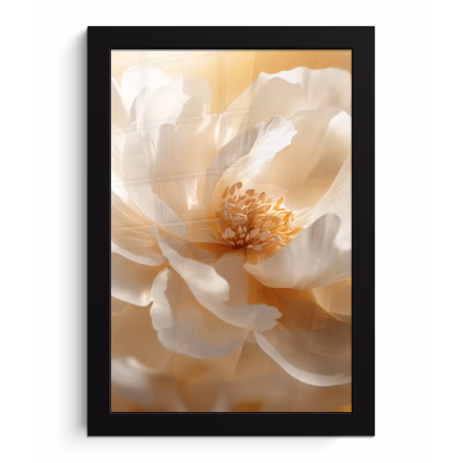 Poster met lijst - Close up - Pioenroos - Wit — 1