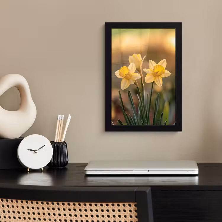 Poster met lijst - Bloemen - Geel - Wazig — 3