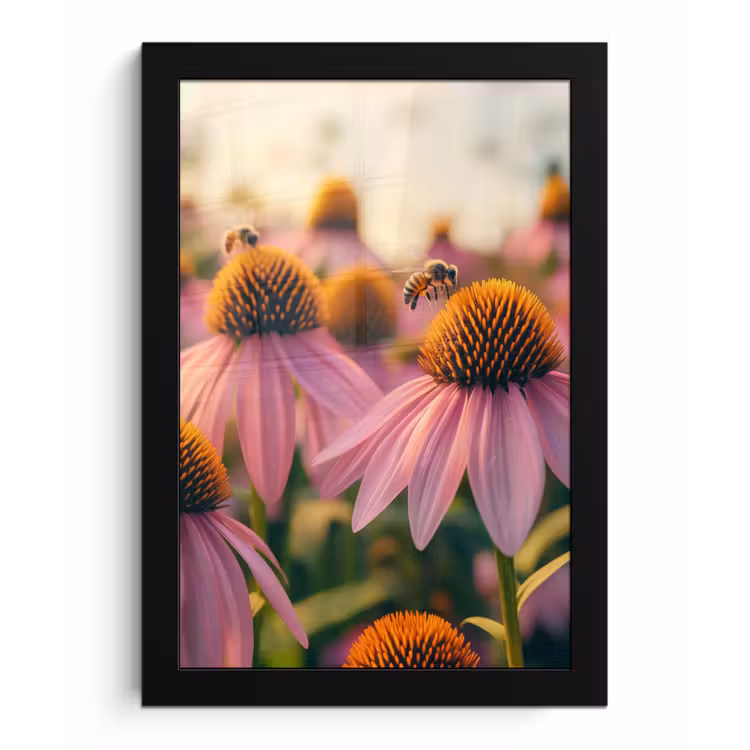 Poster met lijst - Bloemen - Paars - Bijen — 1