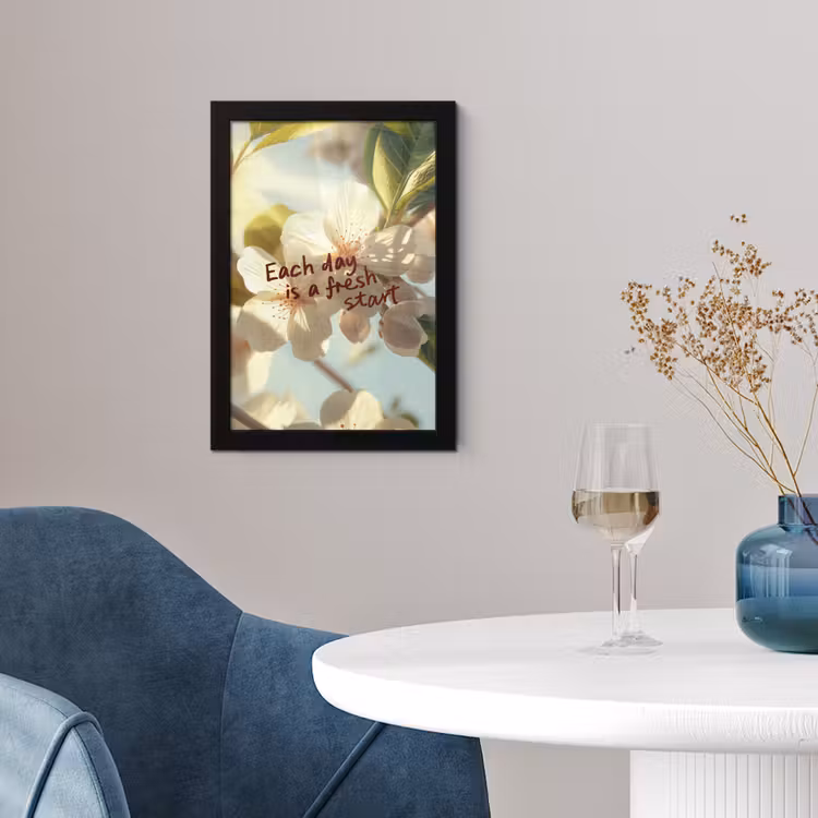 Poster met lijst - Bloesems - Zonlicht - Quote - Wit — 2