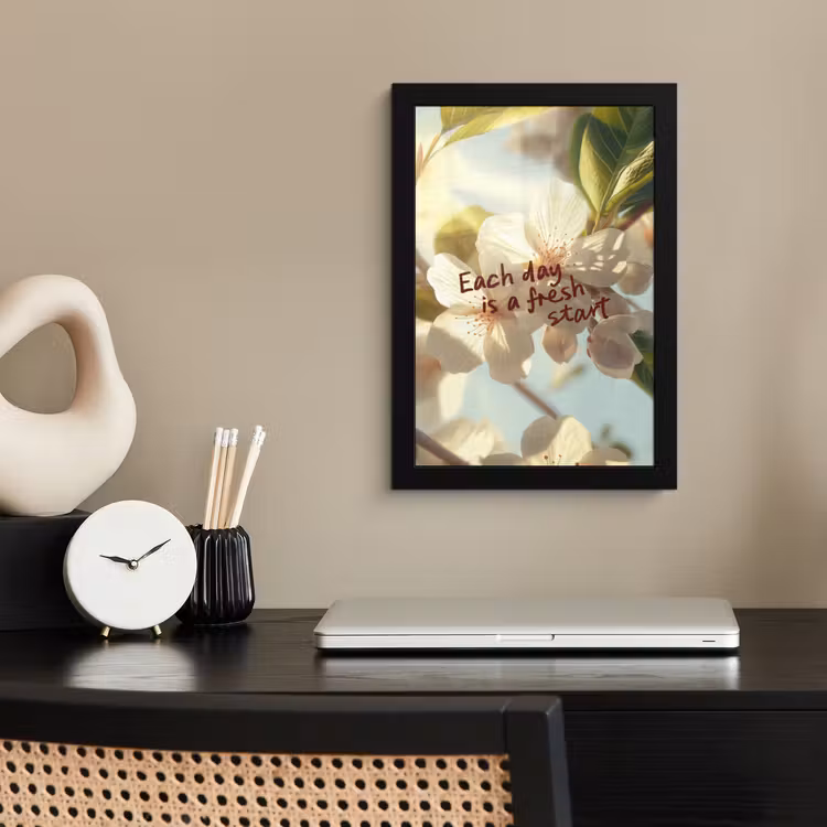 Poster met lijst - Bloesems - Zonlicht - Quote - Wit — 3