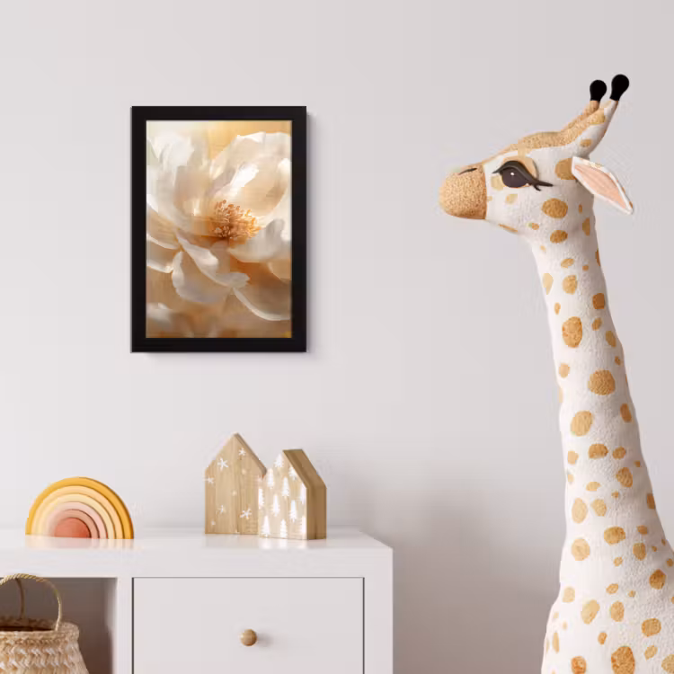 Poster met lijst - Close up - Pioenroos - Wit — 5