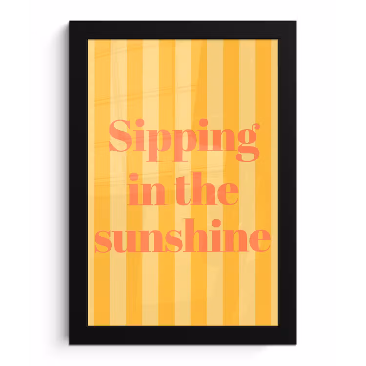 Poster met lijst - Gestreept - Geel - Sunshine - Letters — 1