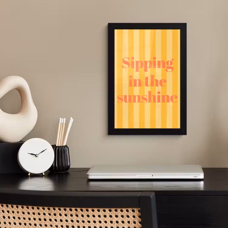 Poster met lijst - Gestreept - Geel - Sunshine - Letters — 3
