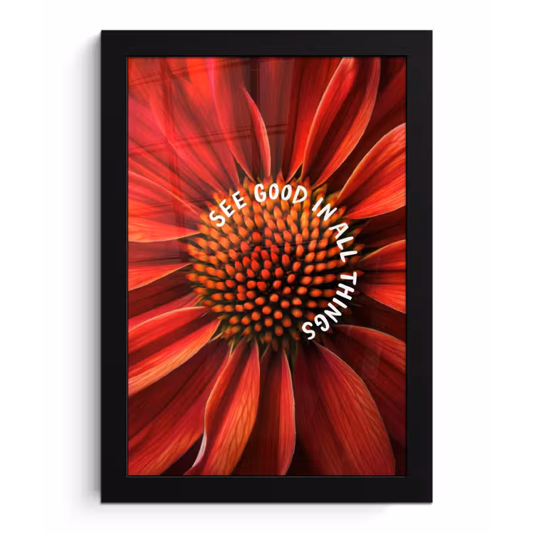 Poster met lijst - Close up - Bloem - Quote - Rood — 1
