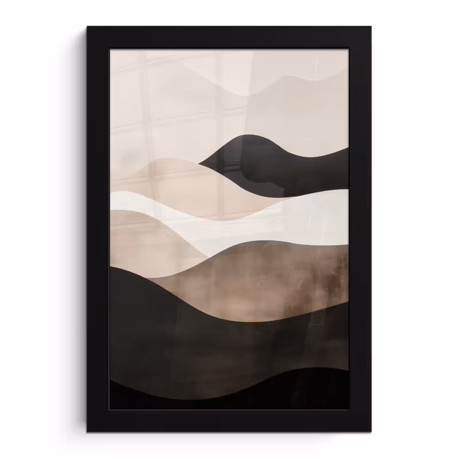 Poster met lijst - Abstract - Landschap - Golven - Crèmekleur — 1