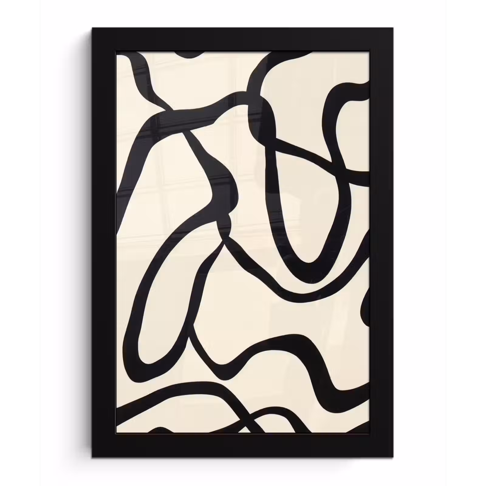 Poster met lijst - Abstract - Lijnen - Modern - Beige — 1