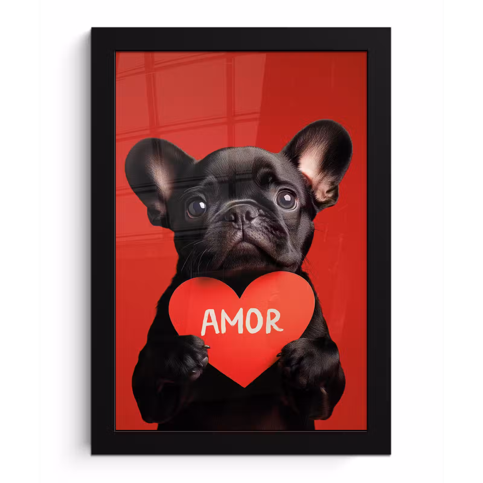 Poster met lijst - Amor - Hond - Hartje - Rood — 1