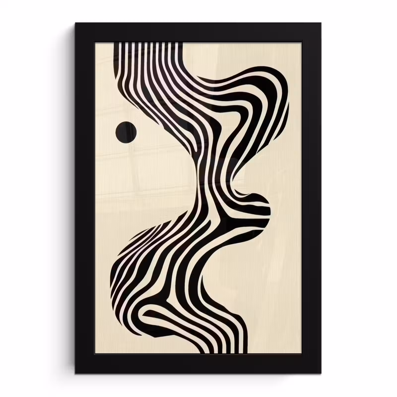 Poster met lijst - Beige - Lijnen - Golvend - Abstract — 1