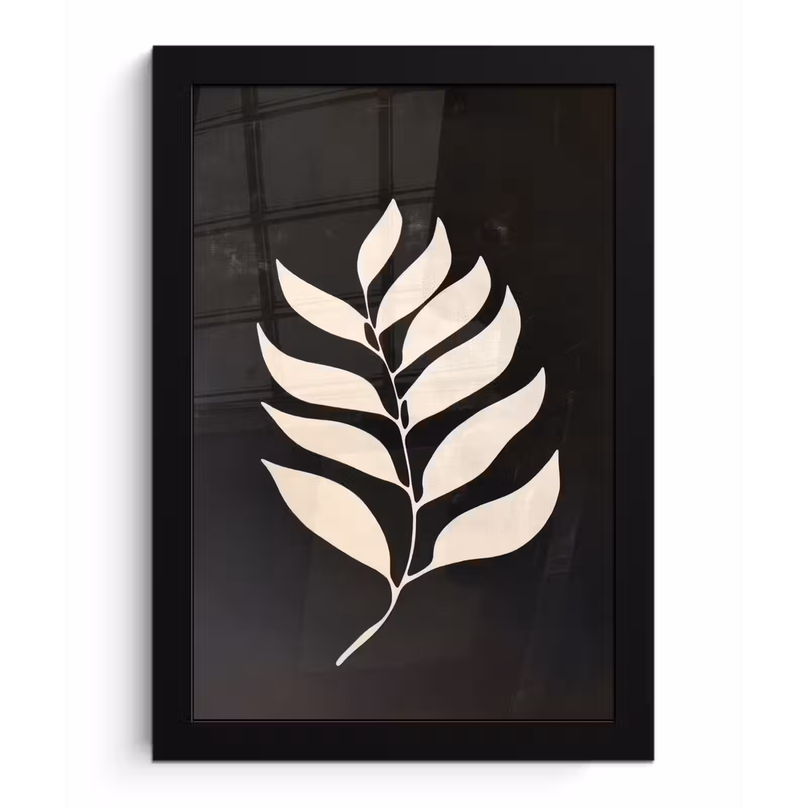 Poster met lijst - Blad - Wit - Minimalistisch — 1
