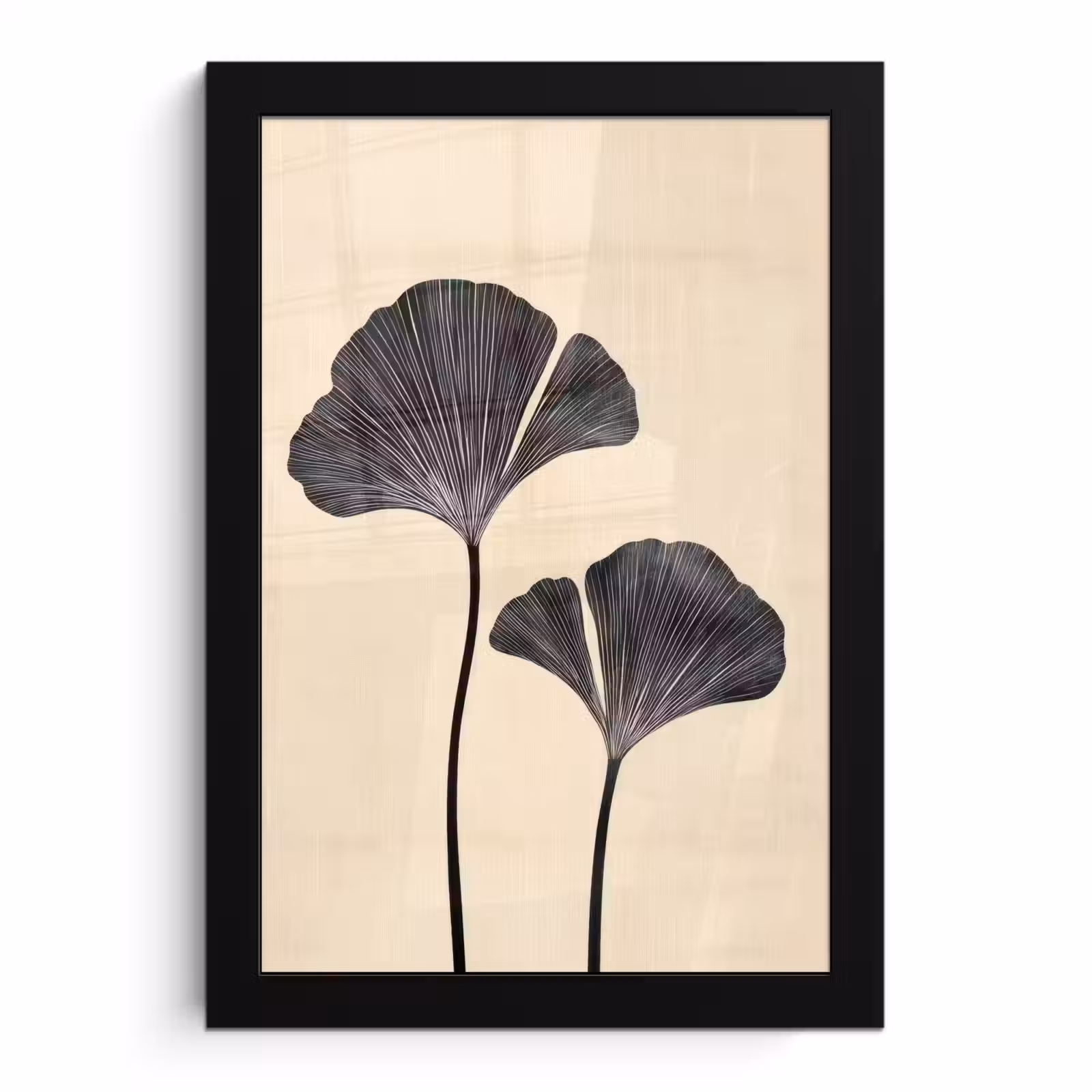 Poster met lijst - Bladeren - Minimalistisch - Zwart — 1