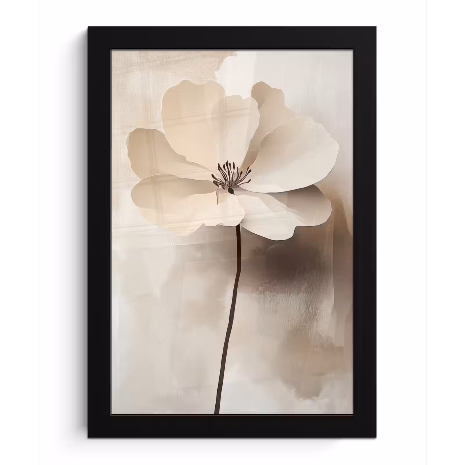 Poster met lijst - Bloem - Beige - Verf - Schaduw — 1