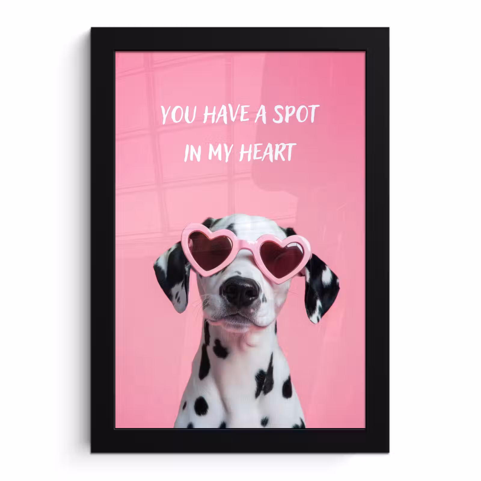 Poster met lijst - Hartjes - Hond - Valentijn - Roze — 1