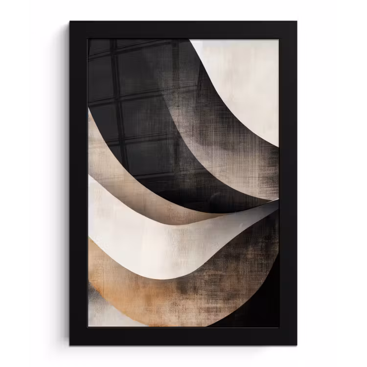 Poster met lijst - Abstract - Golven - Zwart - Verweerd — 1