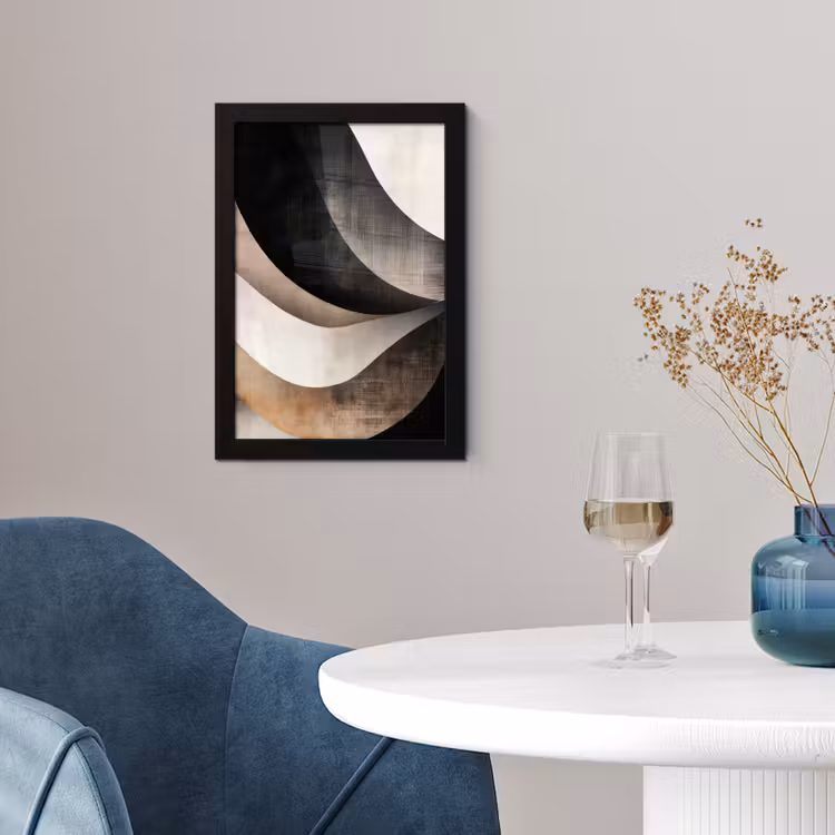 Poster met lijst - Abstract - Golven - Zwart - Verweerd — 2