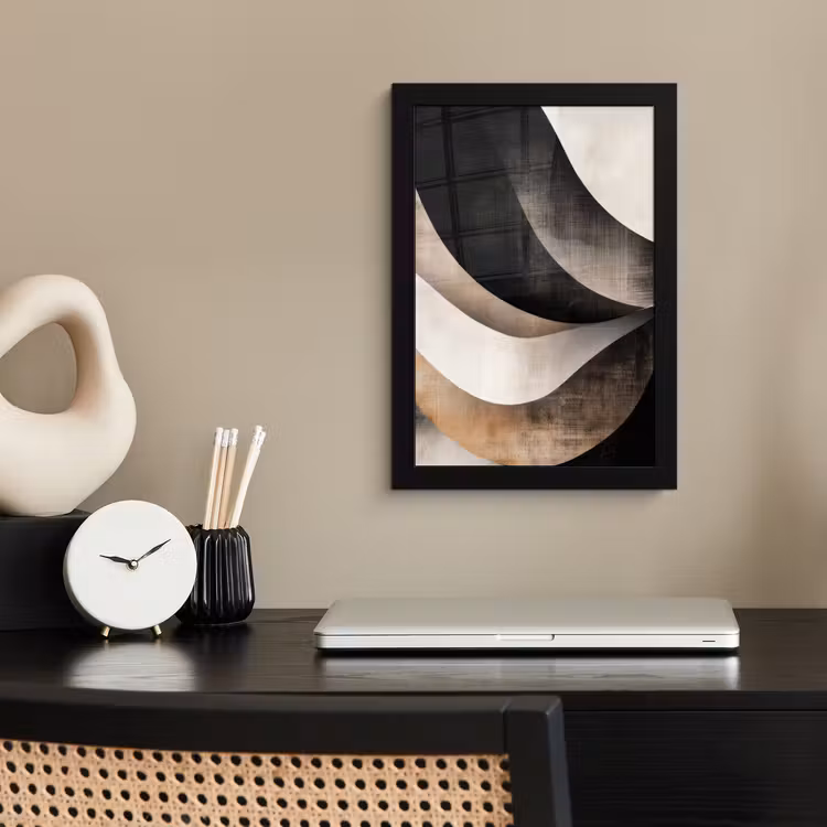 Poster met lijst - Abstract - Golven - Zwart - Verweerd — 3