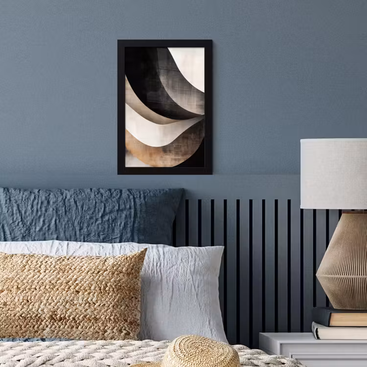 Poster met lijst - Abstract - Golven - Zwart - Verweerd — 4