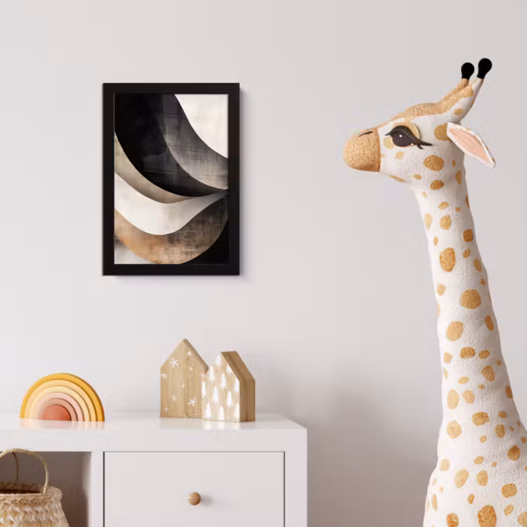 Poster met lijst - Abstract - Golven - Zwart - Verweerd — 5