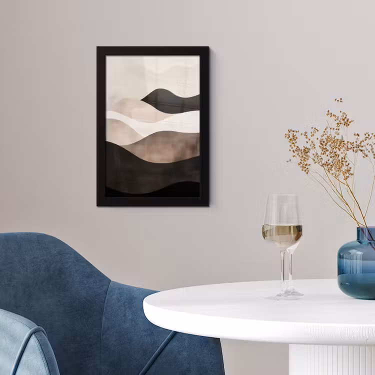 Poster met lijst - Abstract - Landschap - Golven - Crèmekleur — 2
