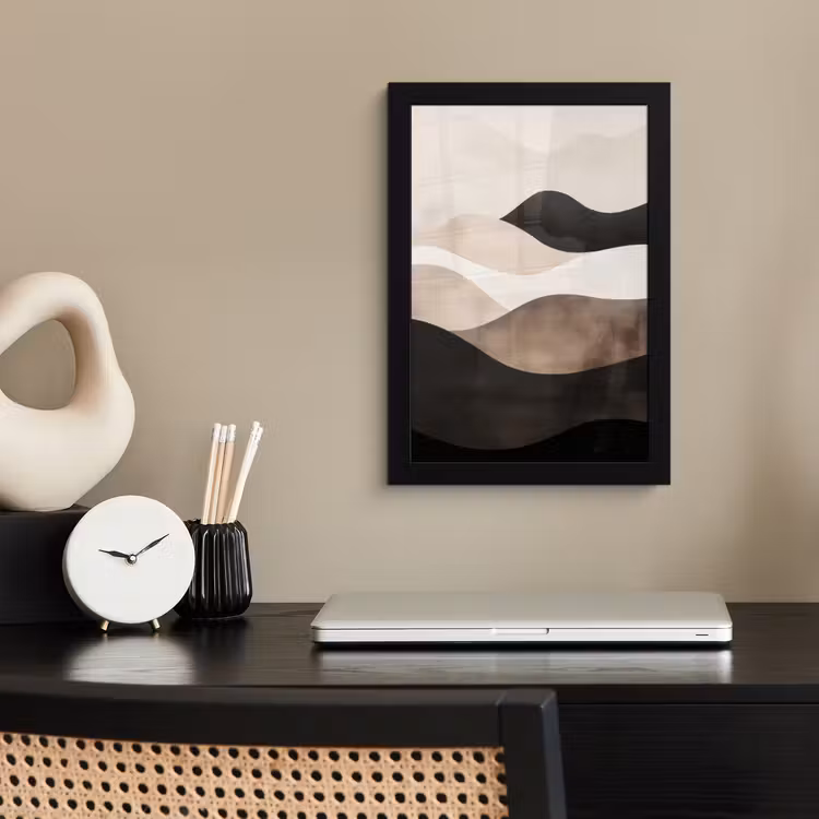 Poster met lijst - Abstract - Landschap - Golven - Crèmekleur — 3