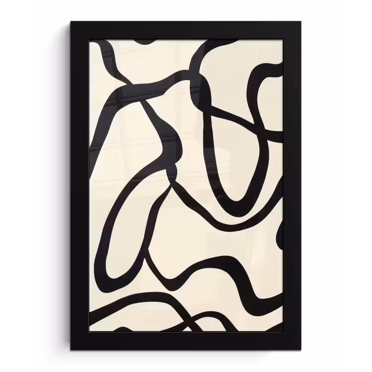 Poster met lijst - Abstract - Lijnen - Modern - Beige — 1