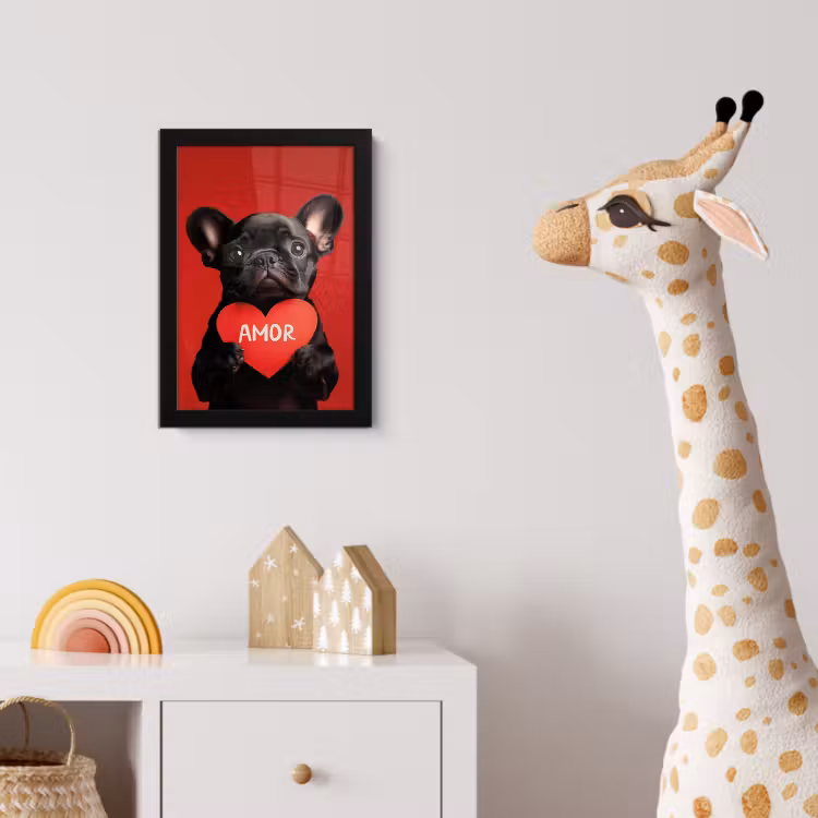 Poster met lijst - Amor - Hond - Hartje - Rood — 5