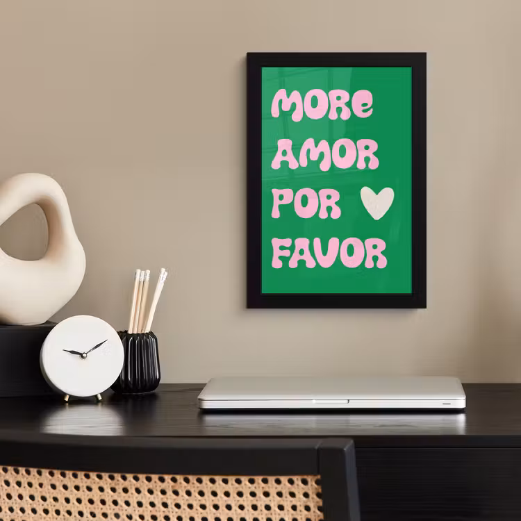 Poster met lijst - Amor - Valentijn - Groen - Tekst — 3