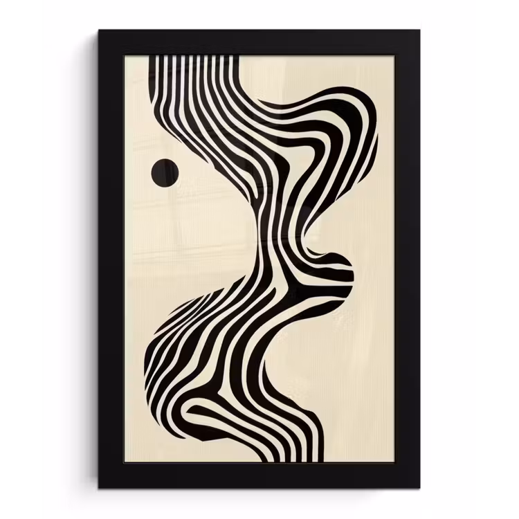 Poster met lijst - Beige - Lijnen - Golvend - Abstract — 1
